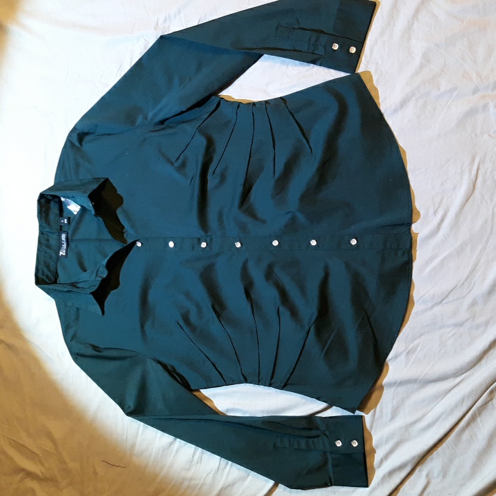 Green Pleated Button Down
